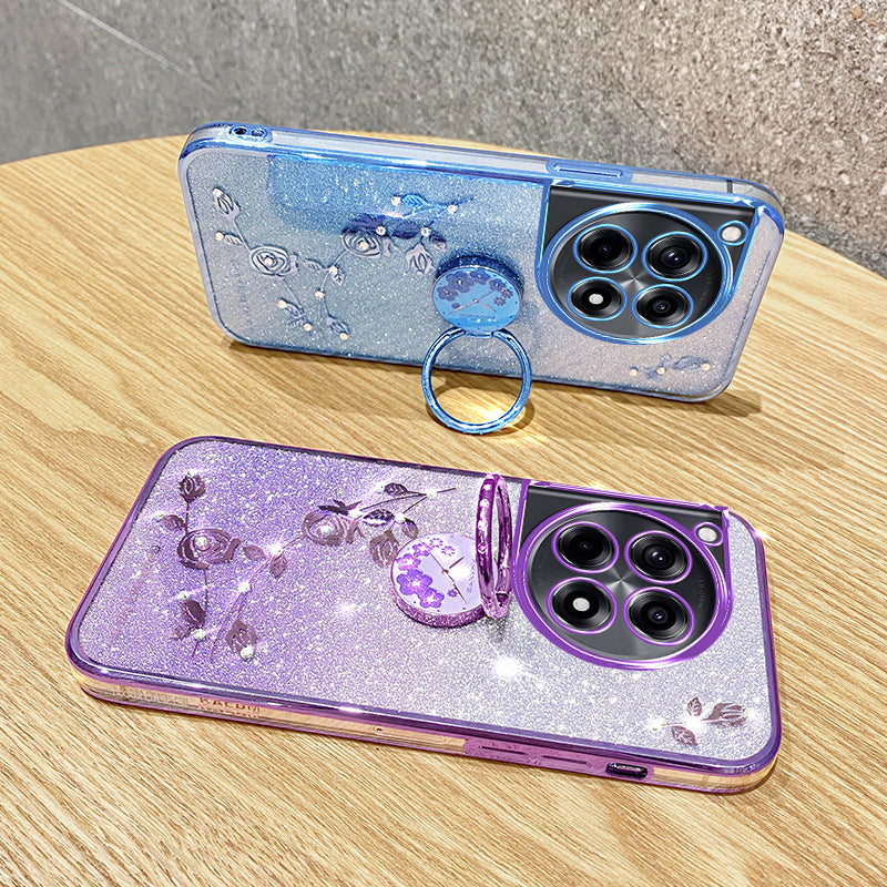 KADEM For OnePlus Ace 3 5G / 12R 5G Cell Phone Case Flower Pattern Ring Kickstand TPU Cover KADEM For OnePlus Ace 3 5G / 12R 5G Cell Phone Case Flower Pattern Ring Kickstand TPU Cover